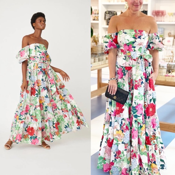 Cara Cara Dress Wethersfield Cotton Tiered Maxi Japanese Floral Ivory 6 EUC - Picture 10 of 10